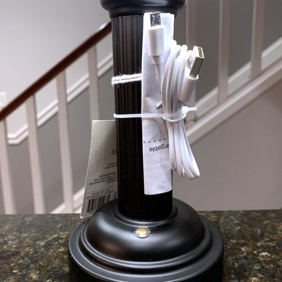 Hearth & and Hand Magnolia Black Fluted Metal Rechargeable Library Table Lamp - Picture 3 of 6